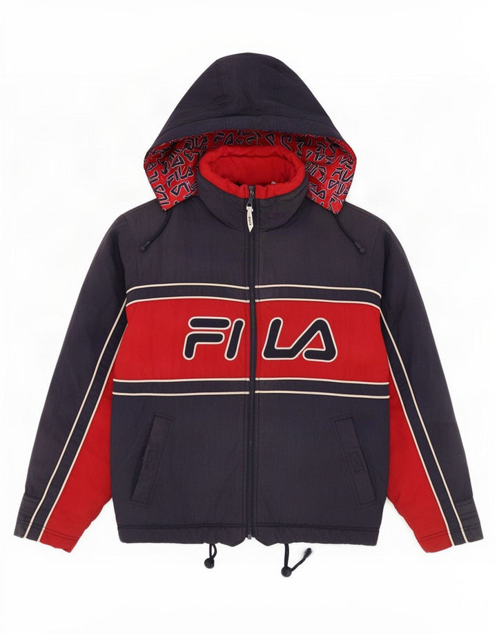 Jaqueta corta-vento masculina Fila com capuz IT 48 médio azul marinho Colourblock