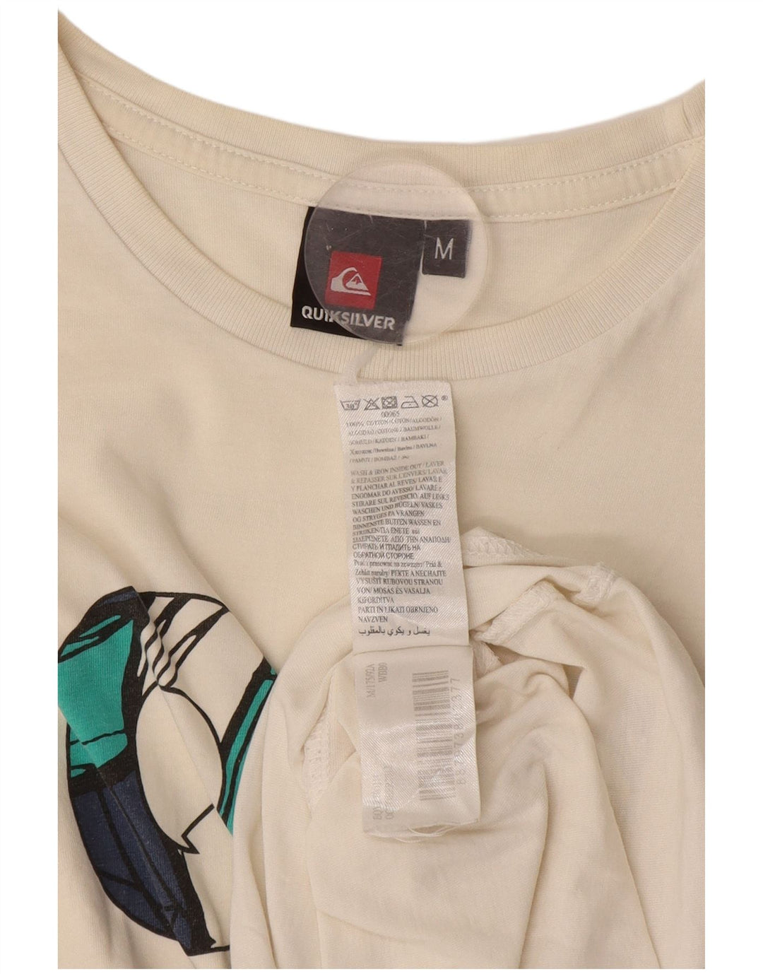 Camiseta masculina gráfica Quiksilver Top médio de algodão off white