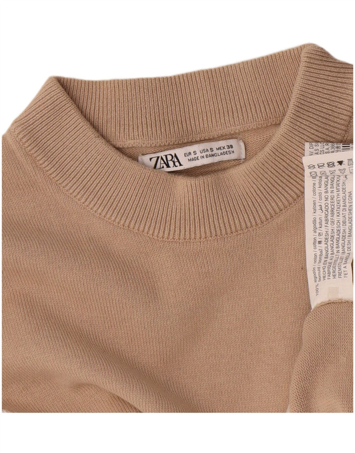 Zara moletom feminino oversized jumper UK 10 pequeno bege colorblock