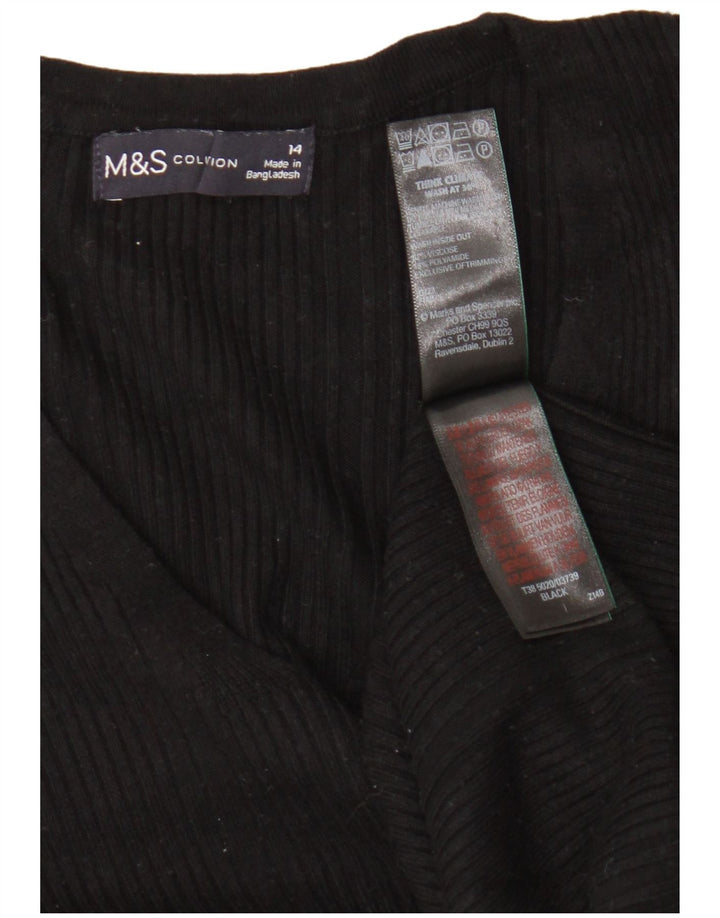 Suéter feminino Marks & Spencer com decote em V Reino Unido 14 viscose preta média
