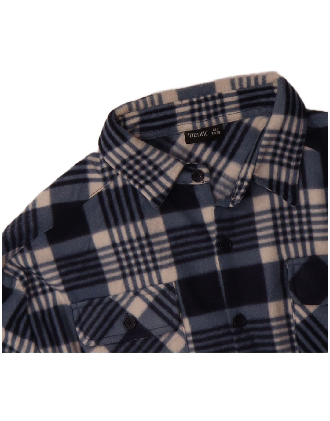 Camisa masculina de lã IDENTIC 5XL poliéster xadrez azul marinho