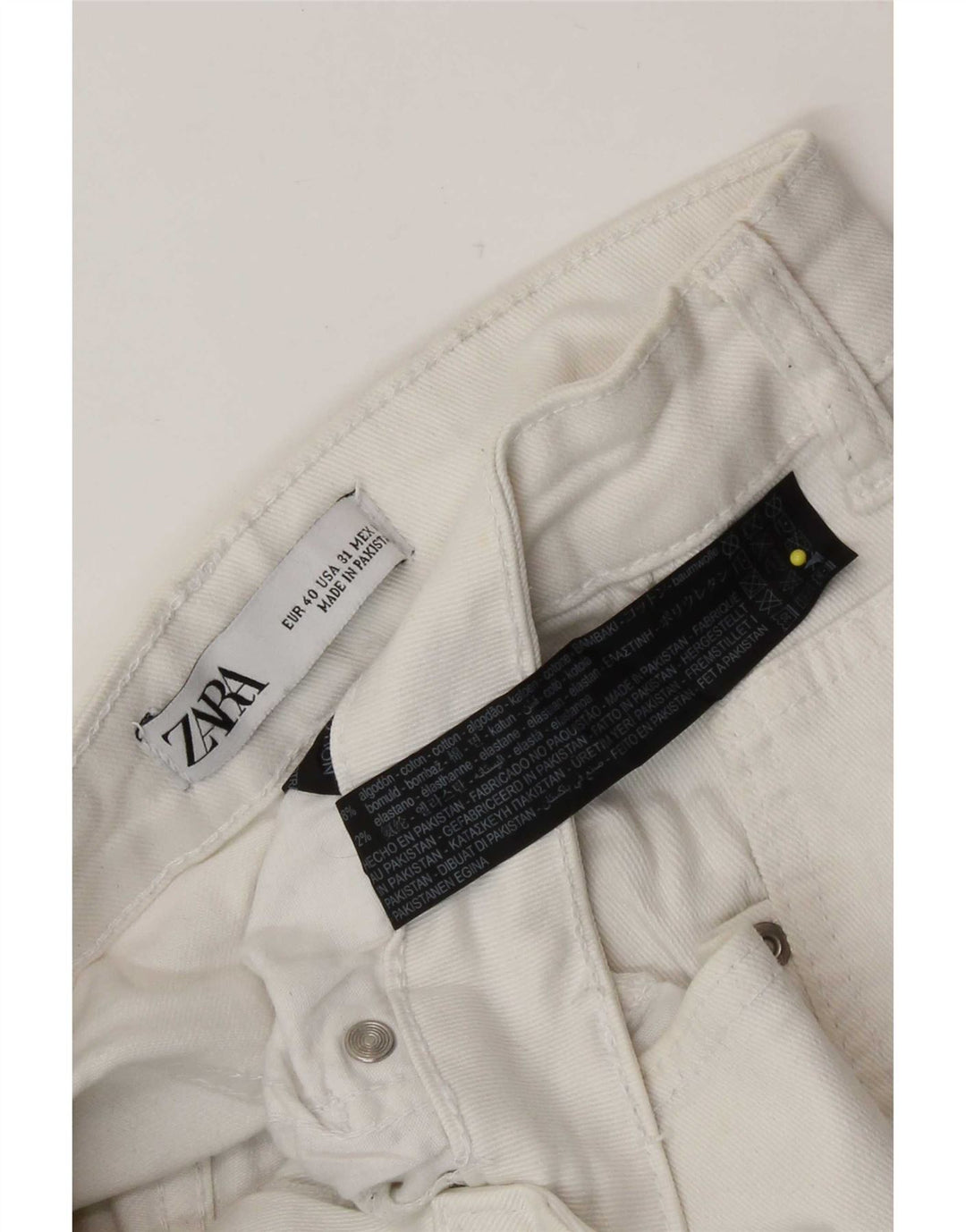 Zara Jeans masculino cortado desgastado EU 40 médio W31 L25 algodão branco