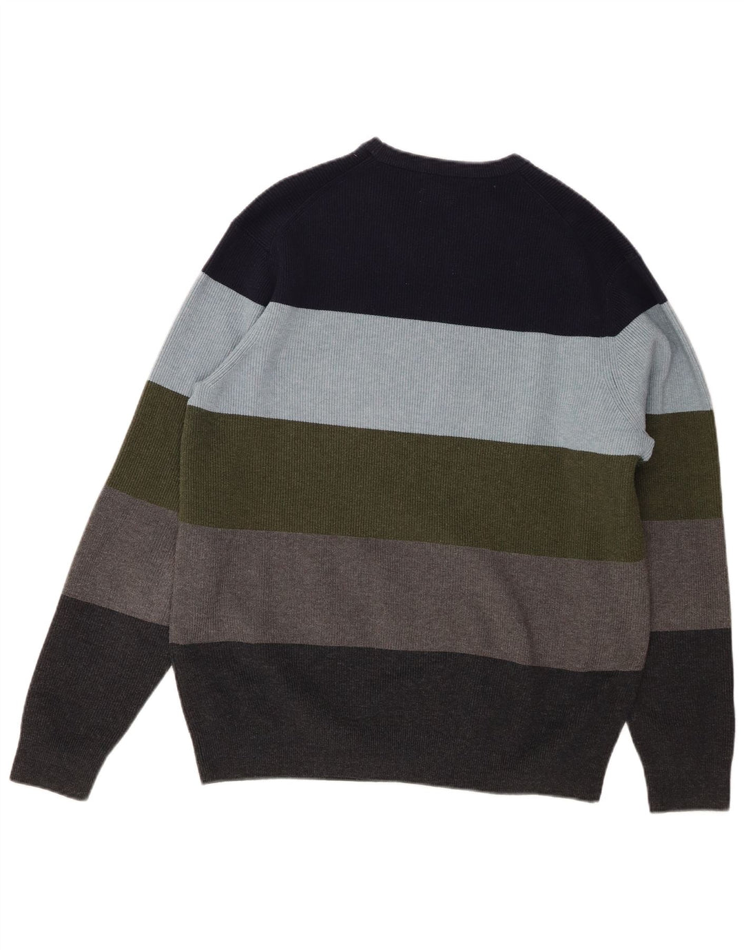Suéter masculino Marks & Spencer com gola redonda, grande listrado multicolorido