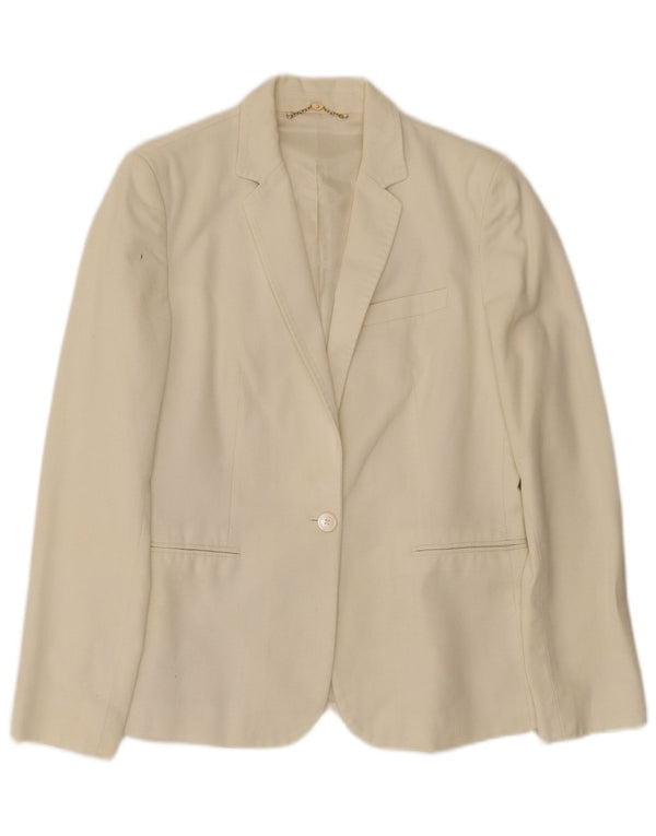 Jaqueta blazer feminina Massimo Dutti com 1 botão EU 40 médio off white algodão