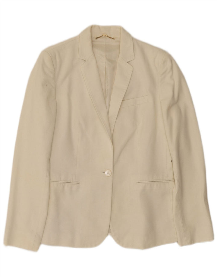 Jaqueta blazer feminina Massimo Dutti com 1 botão EU 40 médio off white algodão