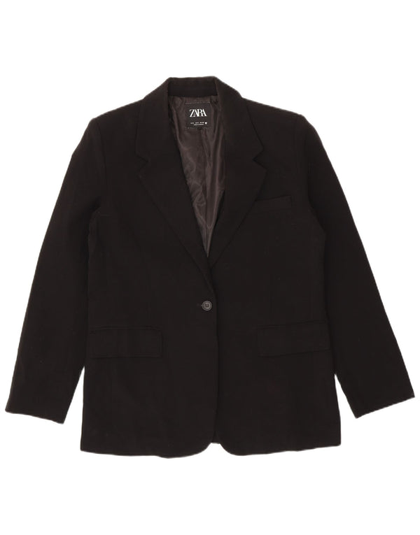 Jaqueta blazer oversized Zara feminina com 1 botão UK 10 poliéster preto pequeno