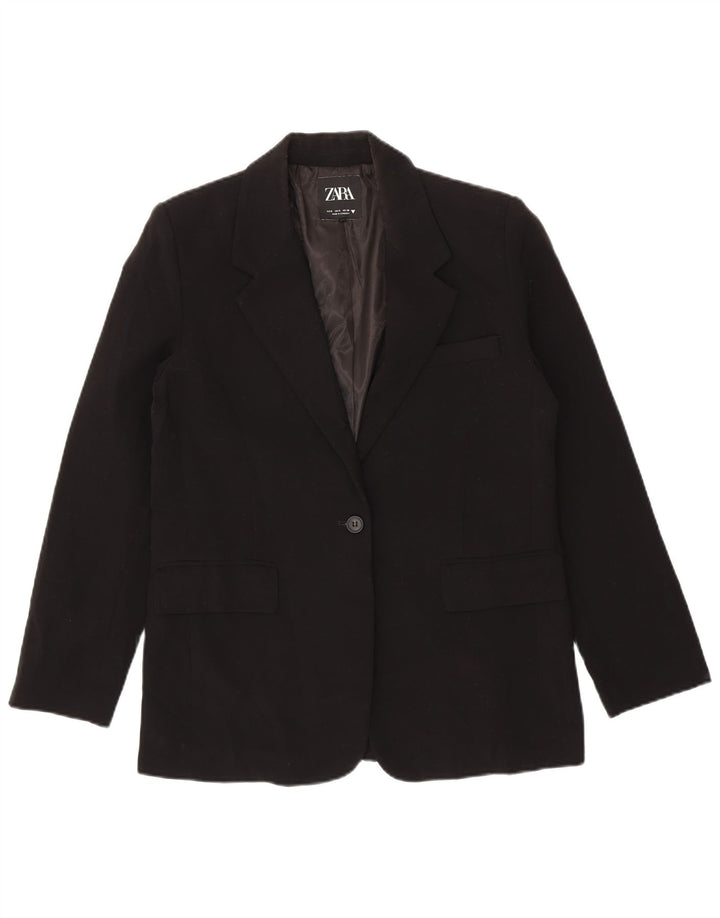 Jaqueta blazer oversized Zara feminina com 1 botão UK 10 poliéster preto pequeno