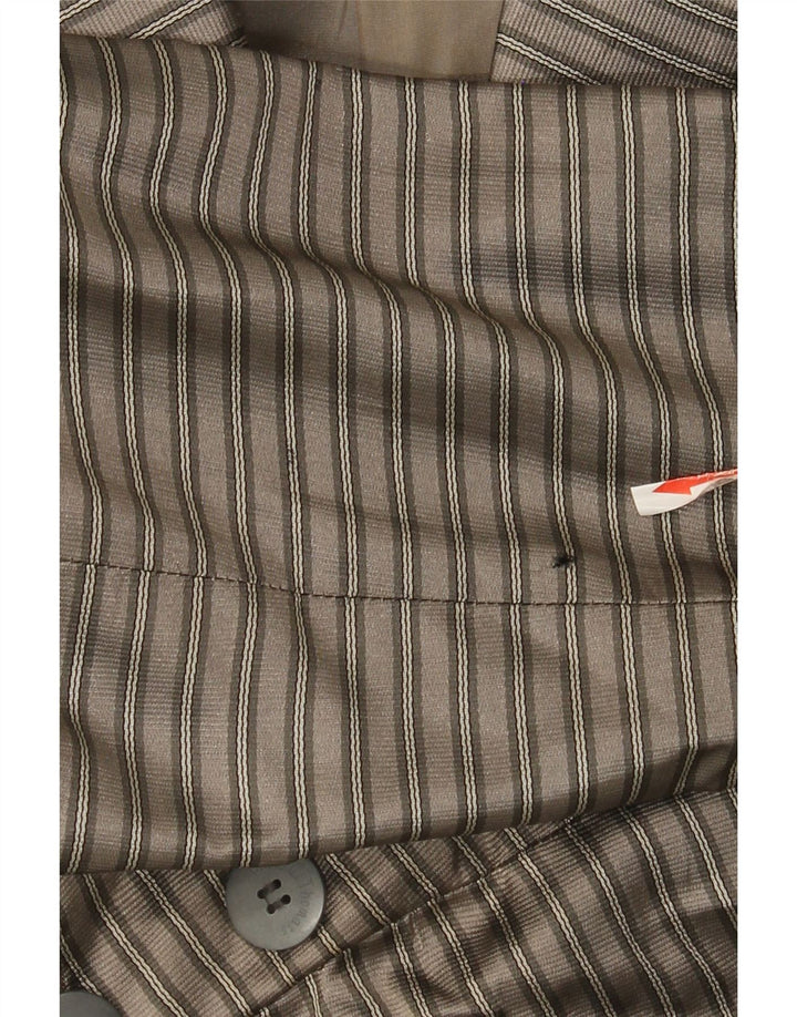 Jaqueta blazer vintage feminina colheita 2 botões UE 38 seda listrada cinza médio