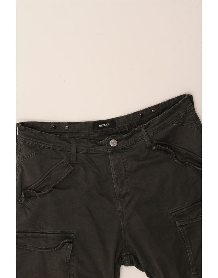 REPLAY Womens Pilar Straight Capri Trousers W29 L17 Grey Cotton Vintage Replay and Second-Hand Replay from Messina Hembry 
