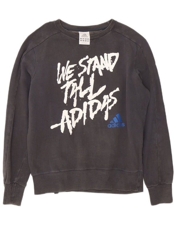 Adidas Mens Graphic Moletom Jumper UK 38/40 Médio Algodão Cinza