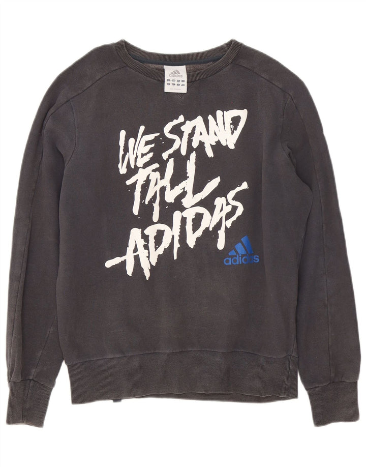 Adidas Mens Graphic Moletom Jumper UK 38/40 Médio Algodão Cinza