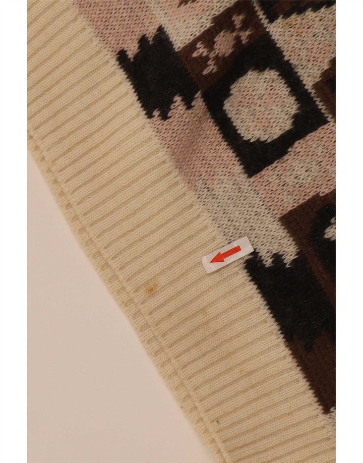 Suéter masculino Missoni com gola redonda e lã geométrica marrom médio