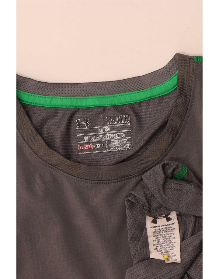 Camiseta masculina Under Armour Heat Gear Top cinza médio poliéster geométrico