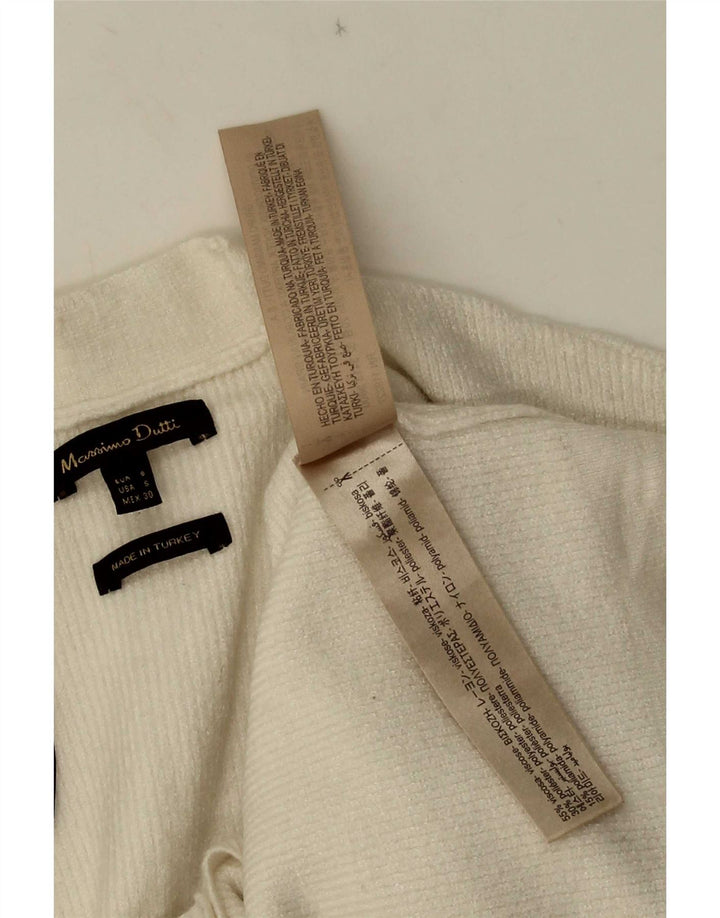Suéter cardigan feminino Massimo Dutti UK 10 pequeno viscose branca