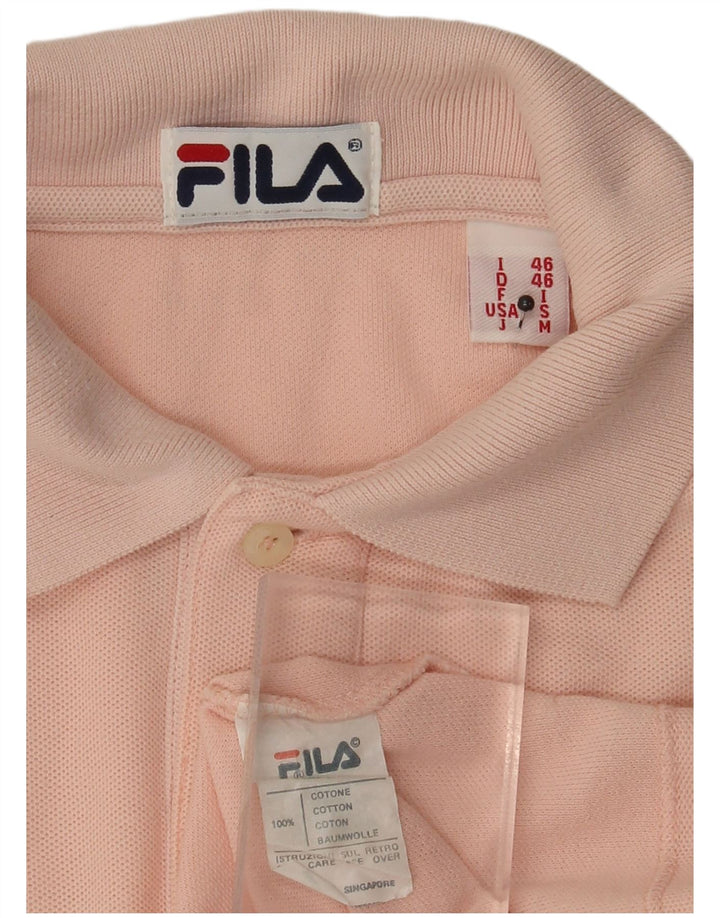 Camisa polo masculina Fila IT 46 pequena algodão rosa