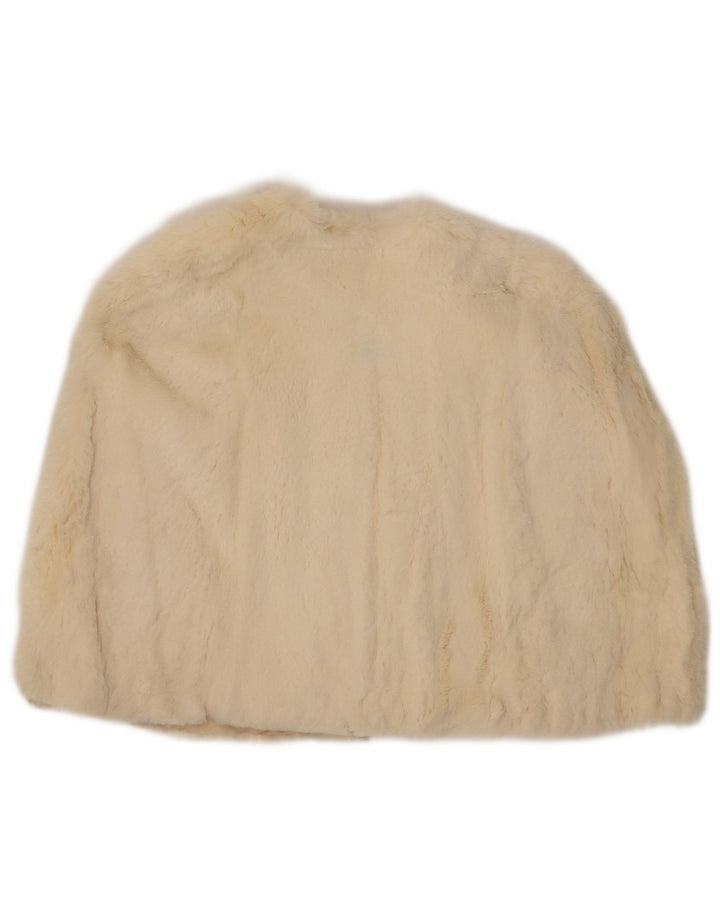 Casaco feminino vintage de pele sintética tamanho único branco