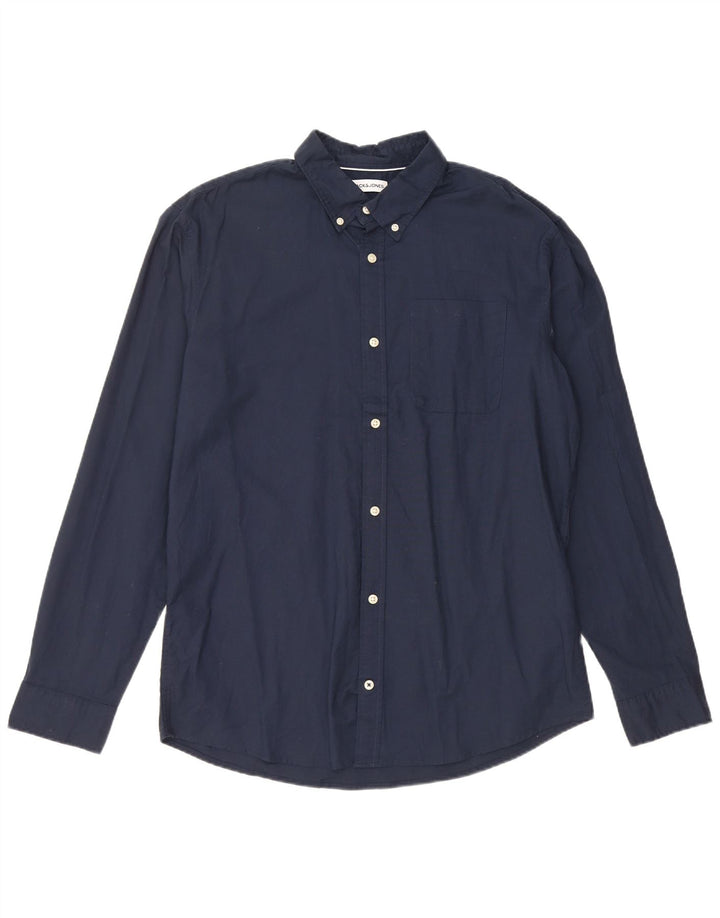 Camisa masculina Jack & Jones XL azul marinho algodão