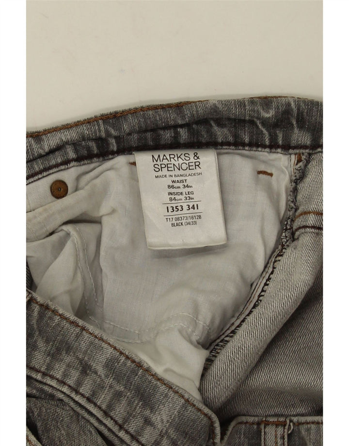 Jeans retos masculinos Marks & Spencer W34 L33 algodão cinza