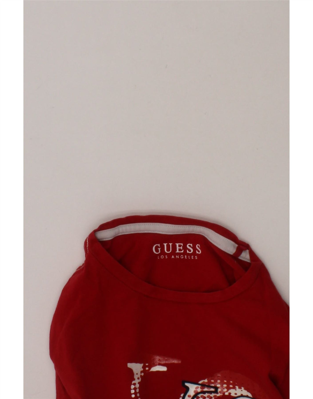 GUESS Boys Graphic Top Long Sleeve 7-8 Years Red Cotton Vintage Guess and Second-Hand Guess from Messina Hembry 