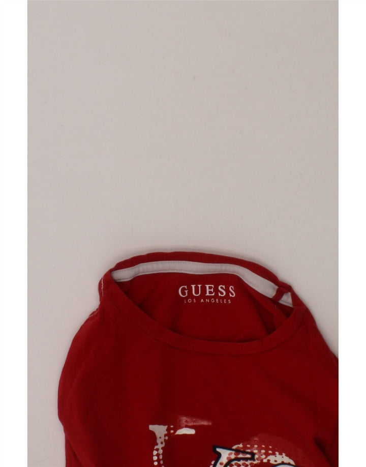 GUESS Boys Graphic Top Long Sleeve 7-8 Years Red Cotton Vintage Guess and Second-Hand Guess from Messina Hembry 
