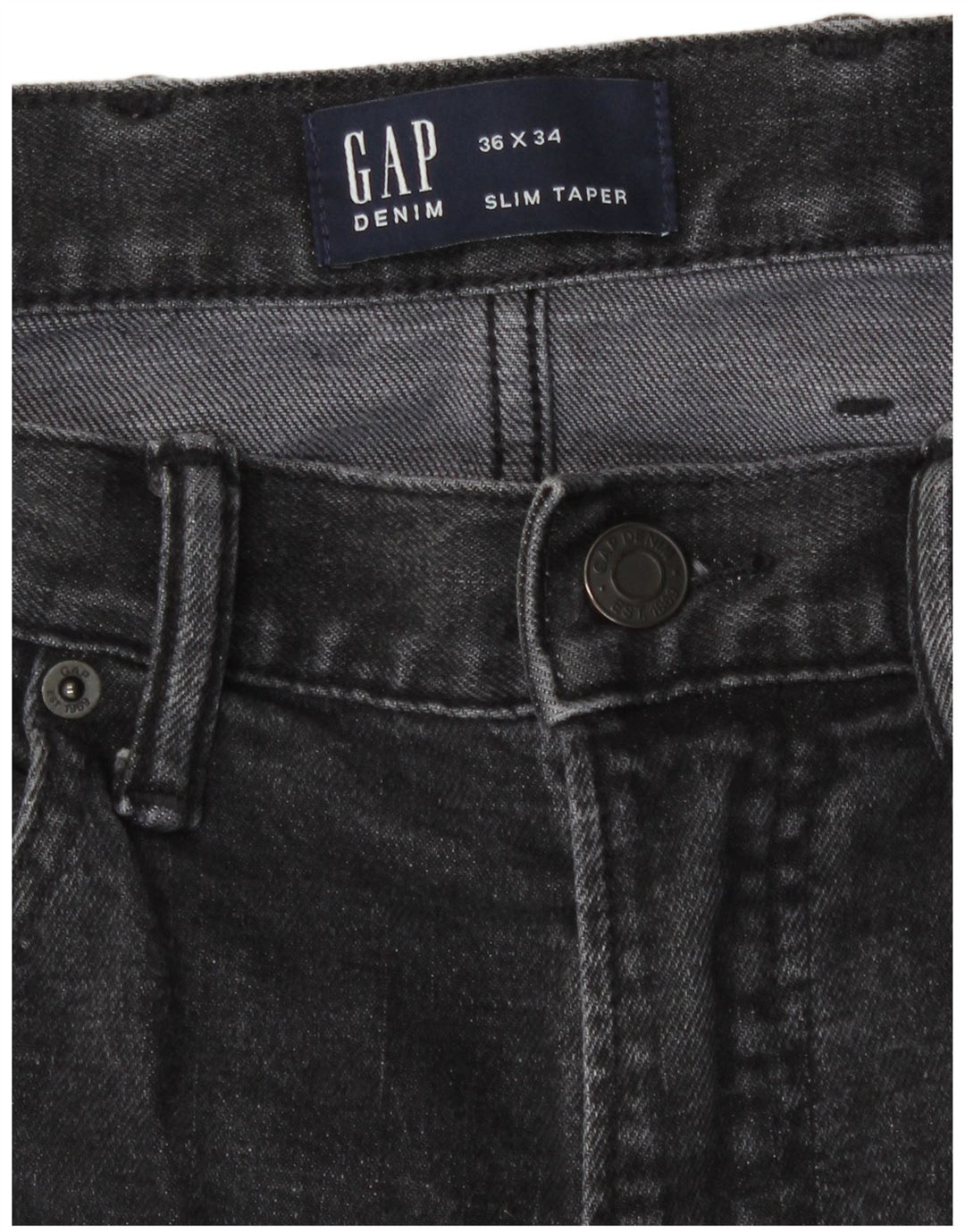 Gap Mens Slim Tapered Jeans W36 L34 Cinza Algodão