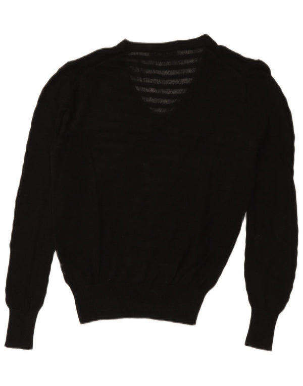 Zara Suéter masculino transparente com decote em V médio Rami preto