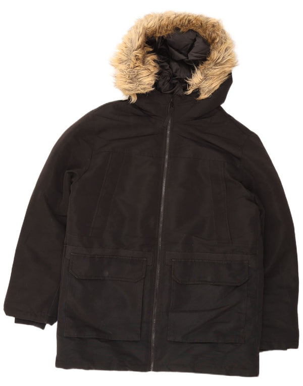 Jaqueta Parka masculina com capuz Jack & Jones Reino Unido 40 grande poliéster preto