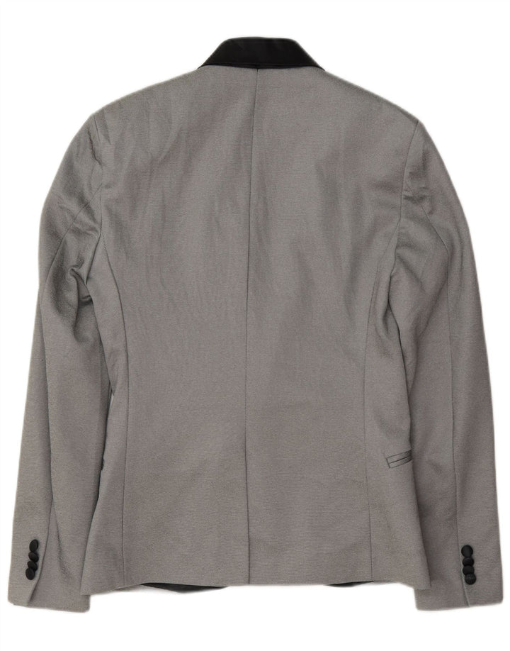 Jaqueta blazer masculina Zara com 1 botão UK 36 poliéster cinza pequeno