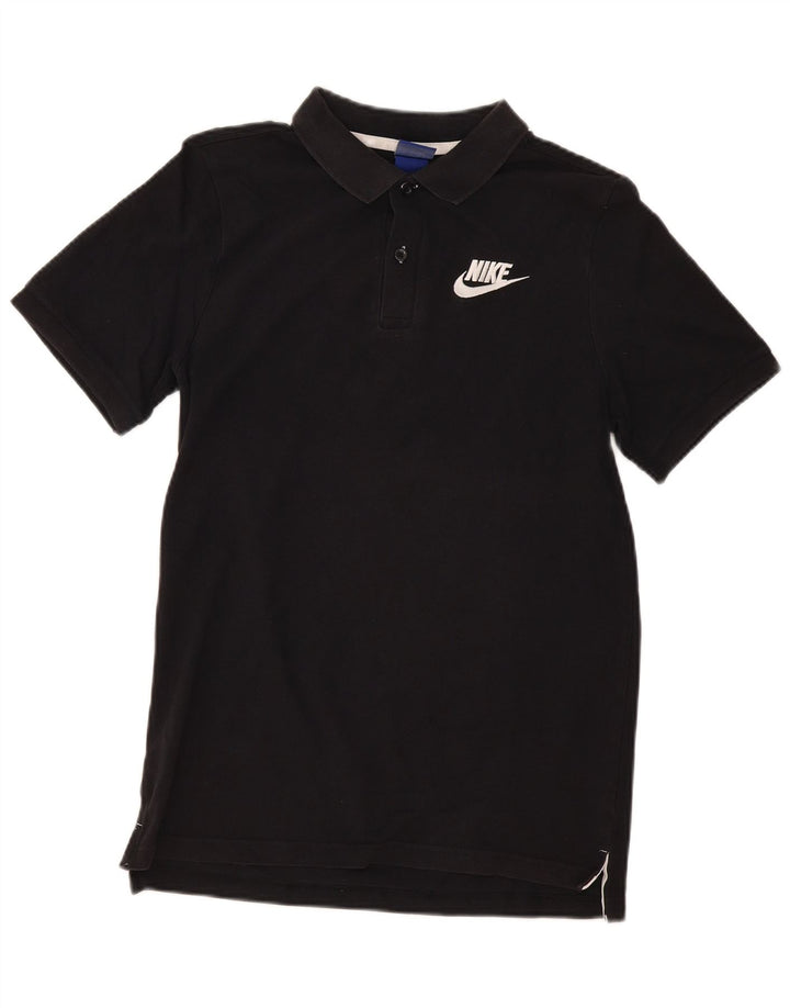 Camisa polo masculina Nike pequena de algodão preto
