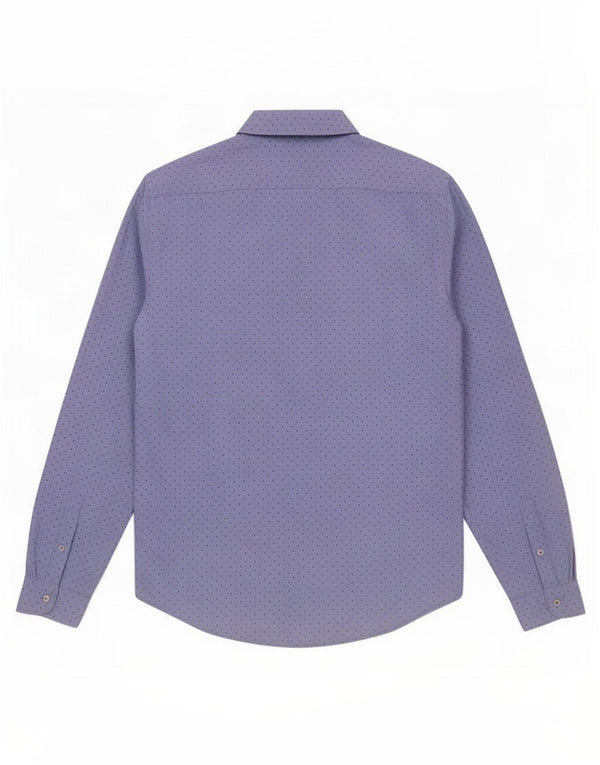 Camisa masculina Zara Slim Fit médio azul manchado