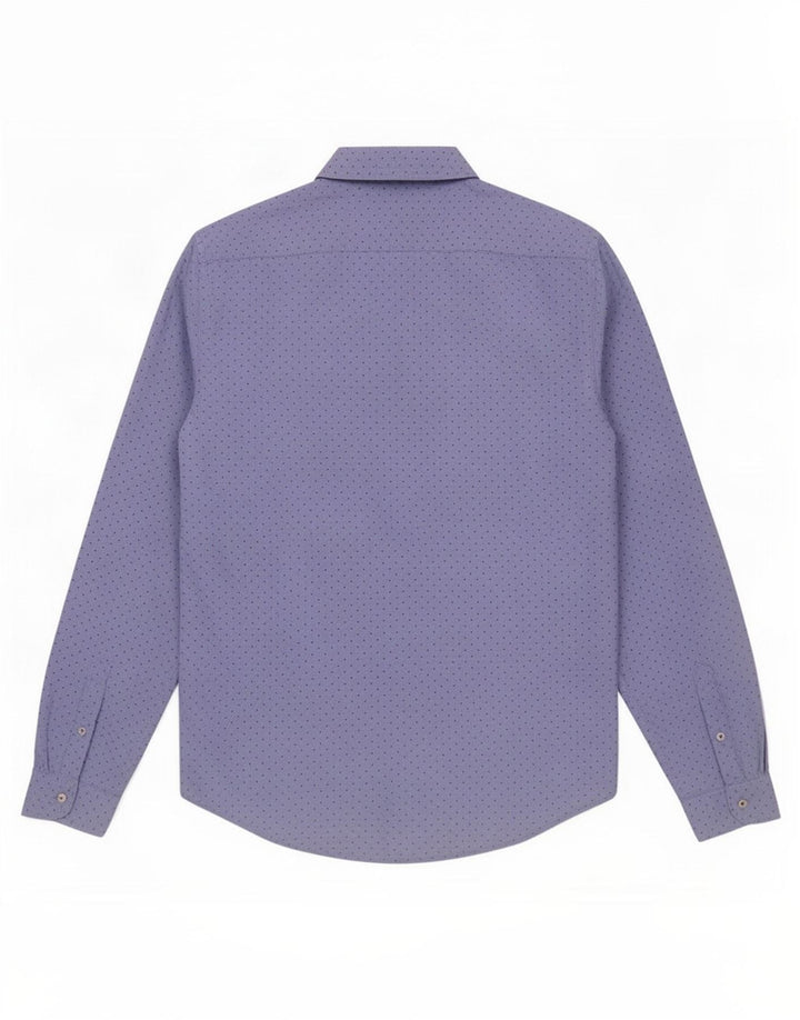 Camisa masculina Zara Slim Fit médio azul manchado