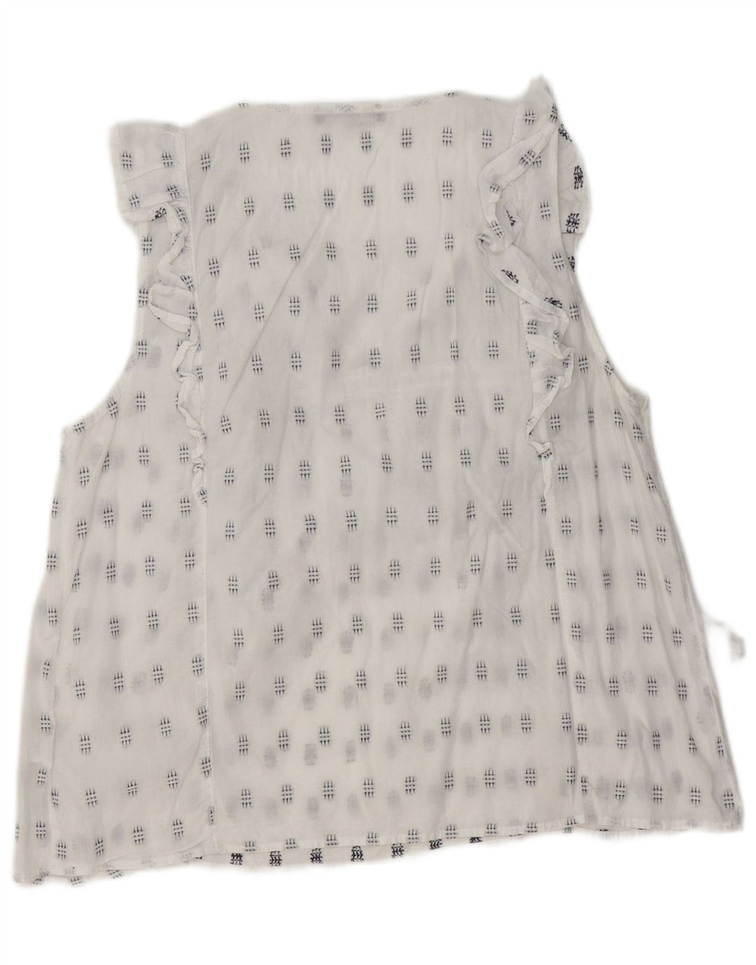 Blusa feminina sem mangas MARKS & SPENCER UK 16 grande branco geométrico