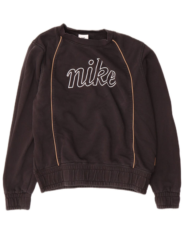 Nike feminino gráfico oversized moletom jumper UK 6 XS algodão preto