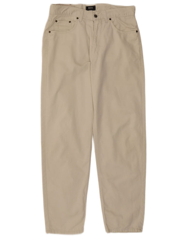 HUGO BOSS Masculino Arkansas Tapered Jeans W34 L32 Algodão Branco