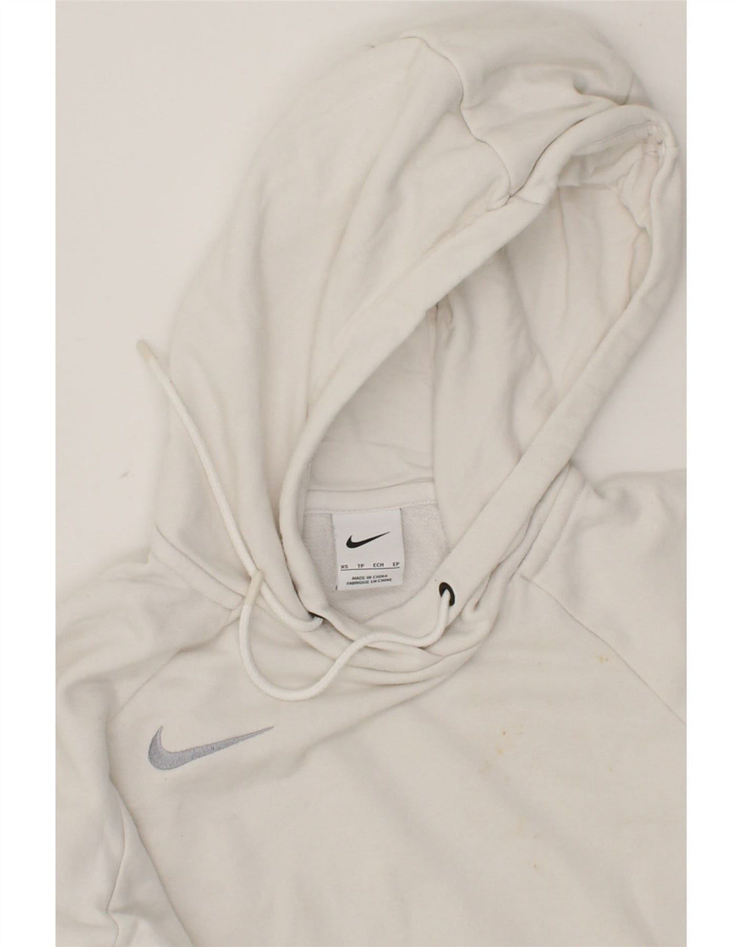 NIKE Womens Oversized Hoodie Jumper UK 6 XS White Cotton Vintage Nike and Second-Hand Nike from Messina Hembry 