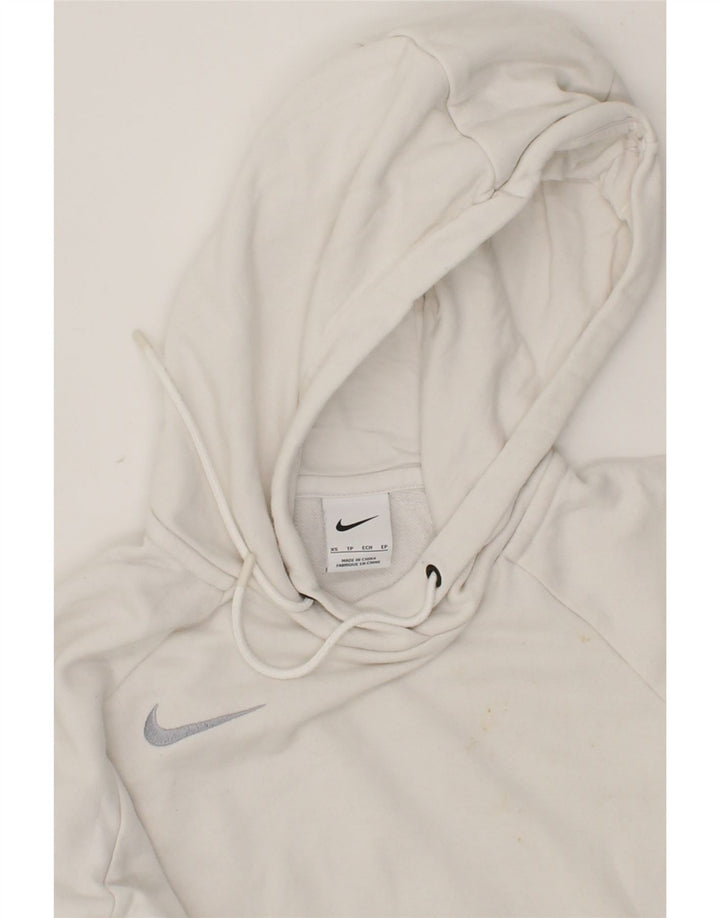 NIKE Womens Oversized Hoodie Jumper UK 6 XS White Cotton Vintage Nike and Second-Hand Nike from Messina Hembry 