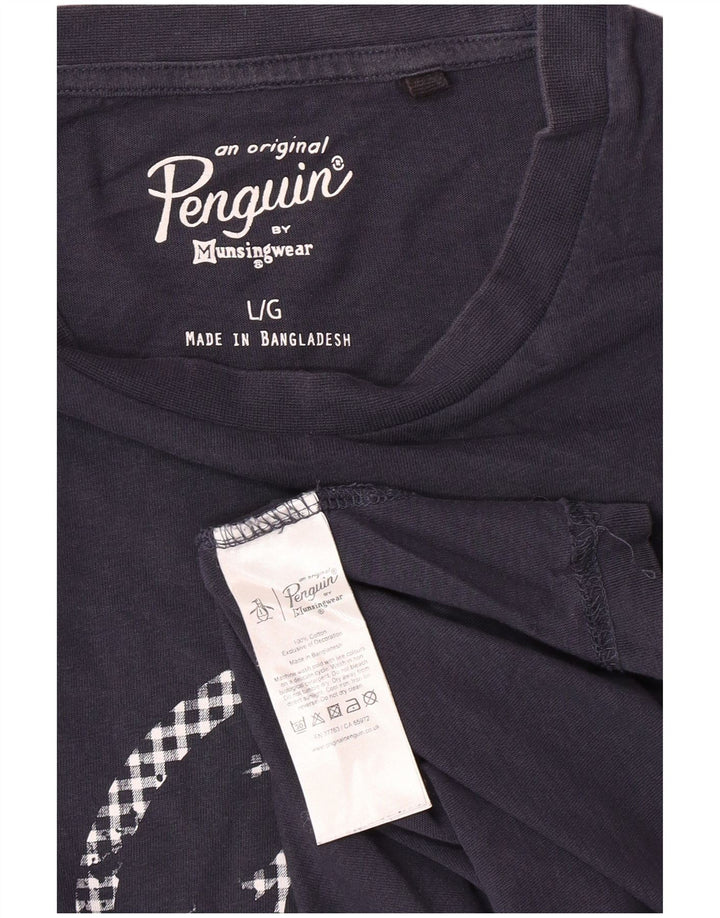 Camiseta feminina gráfica PENGUIN Reino Unido 16 grande algodão azul marinho