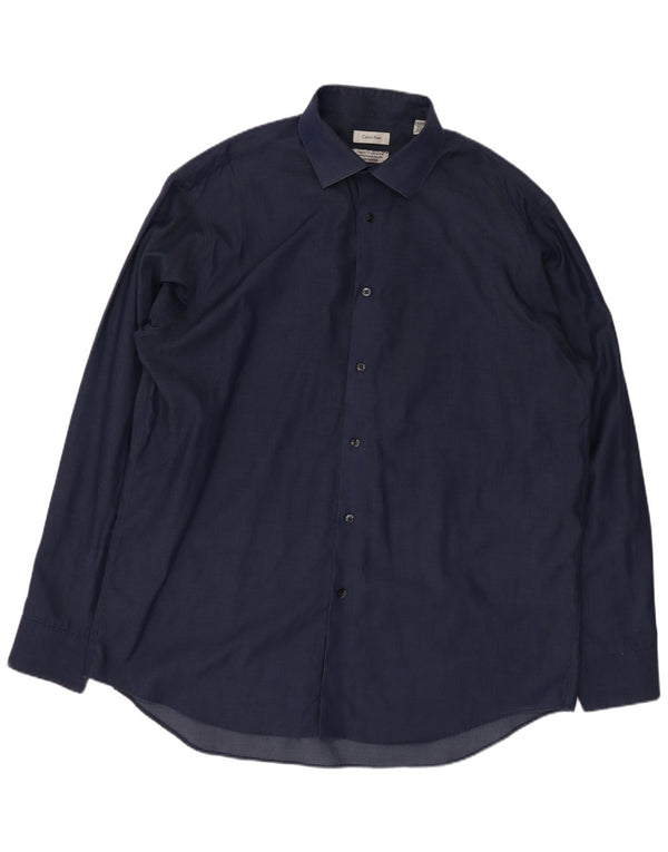 Camisa masculina Calvin Klein de ajuste regular tamanho 16 1/2 grande azul marinho