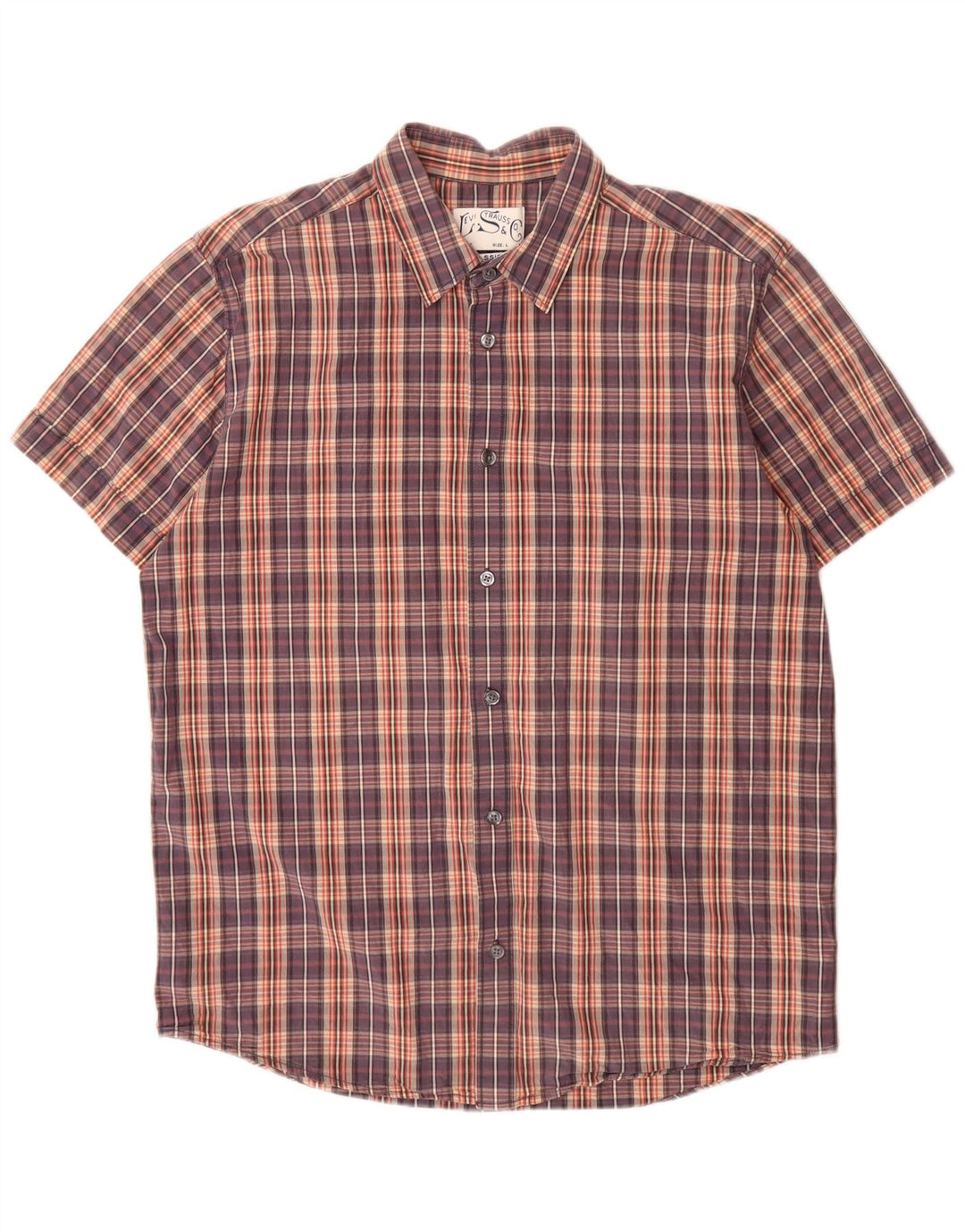 Camisa masculina Levi's de manga curta clássica de ajuste grande de algodão xadrez multicolorido