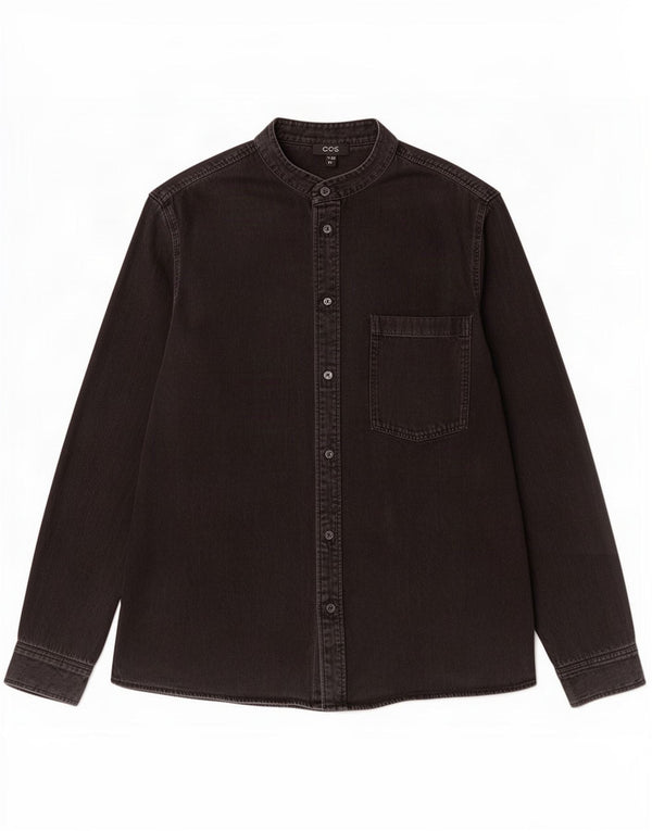 Camisa jeans masculina Cos grande algodão preto