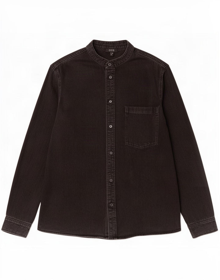 Camisa jeans masculina Cos grande algodão preto