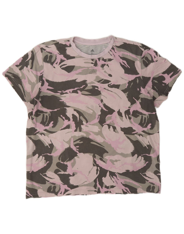 Camiseta feminina Adidas UK 20/22 XL multicolorida camuflada algodão