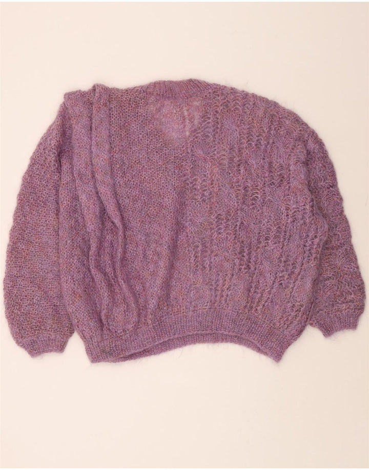 VINTAGE Womens Oversized V-Neck Jumper Sweater UK 20 2XL Purple Vintage Vintage and Second-Hand Vintage from Messina Hembry 
