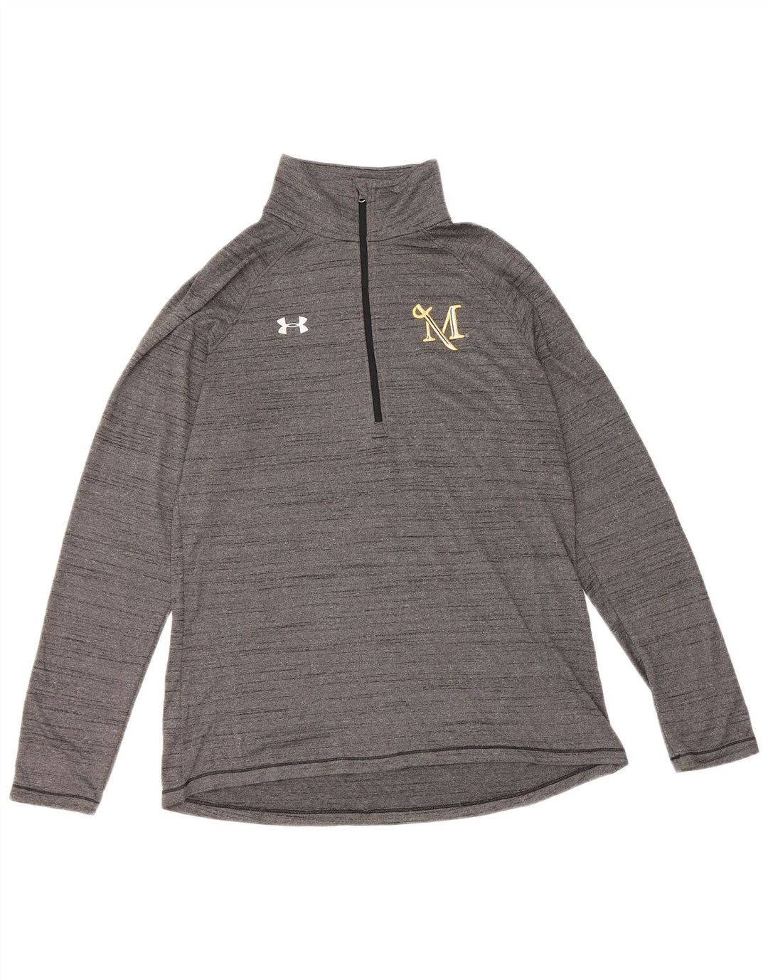 UNDER ARMOUR Masculino Heat Gear Zip Neck Pulôver Treino Top Cinza Médio