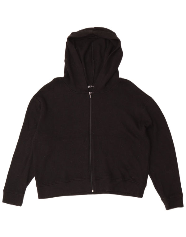 Suéter feminino Zara com capuz e zíper UK 16 grande viscose preta