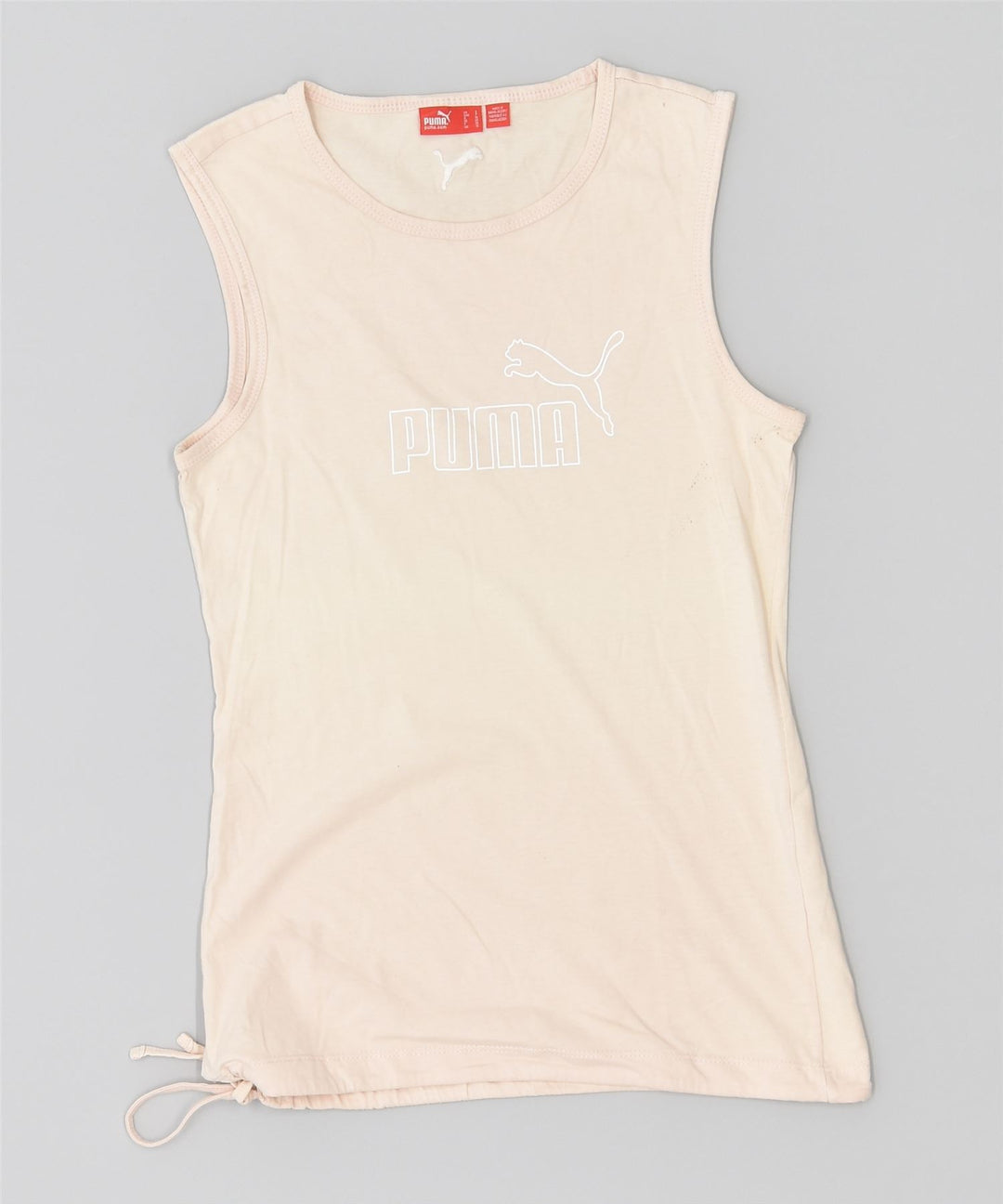 PUMA Womens Graphic Vest Top UK 10 Pequeno Off White Algodão