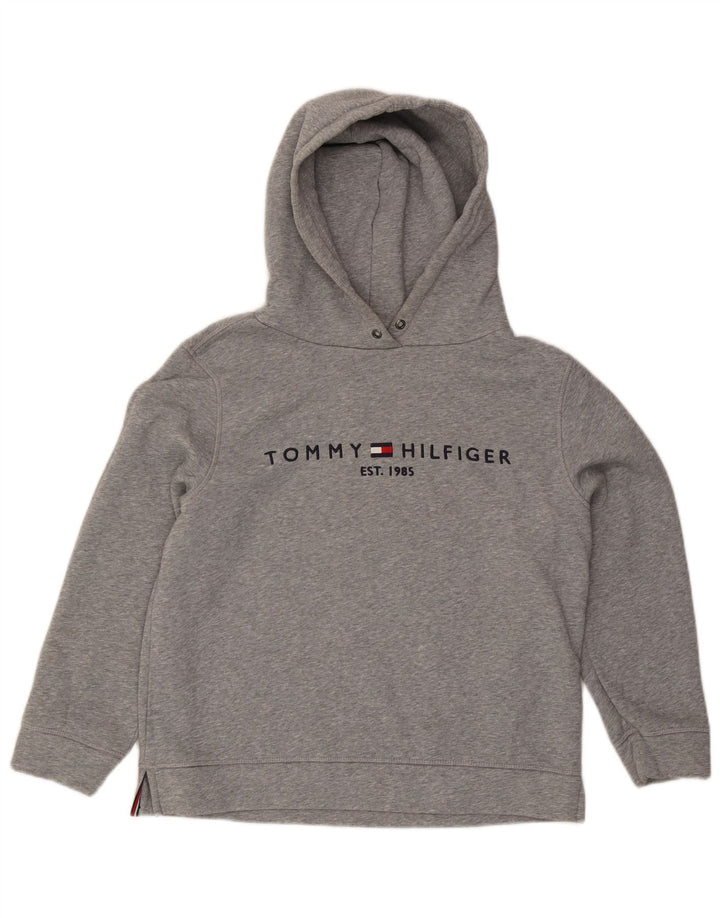 Suéter com capuz gráfico oversized feminino TOMMY HILFIGER Reino Unido 14 cinza médio