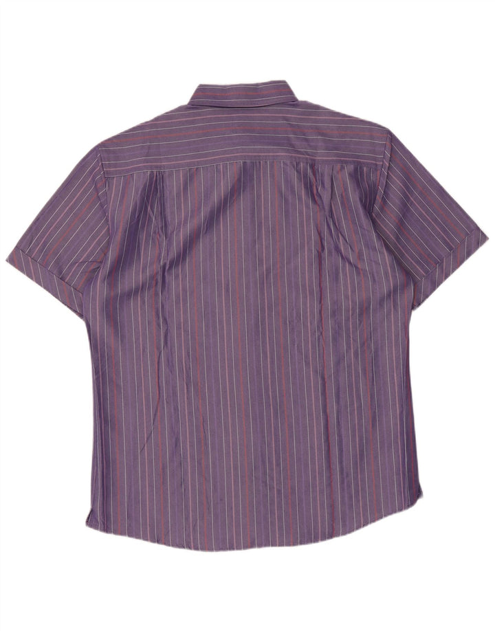 Camisa masculina Marks & Spencer Blue Harbor listrada roxa média