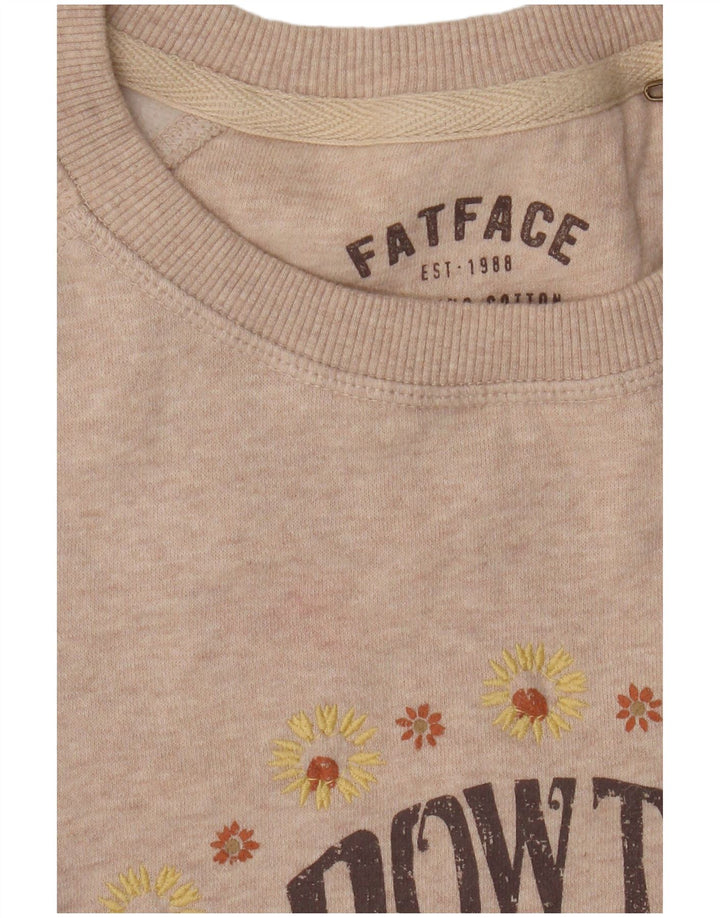 Suéter feminino com estampa gráfica Fat Face UK 12 algodão bege médio
