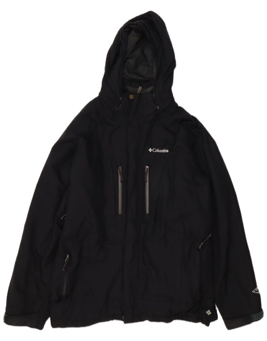 Jaqueta corta-vento masculina Columbia com capuz Reino Unido 40 grande poliéster preto